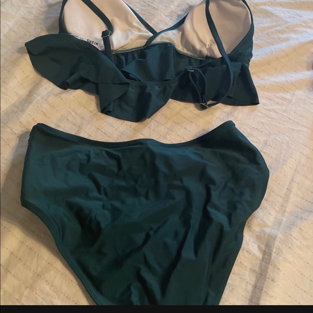 Teal green two piece high waist